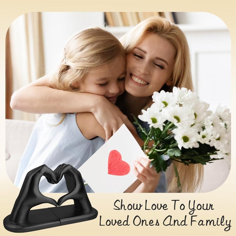 Kityemo Black Decorative Bookends for Shelves, Heart Hands Book Ends Sculpture Aesthetic Decor for Bedroom Living Room Merch Apartment Bookshelf Birthday Women Decorations Stuff Aesthetic - Image 3
